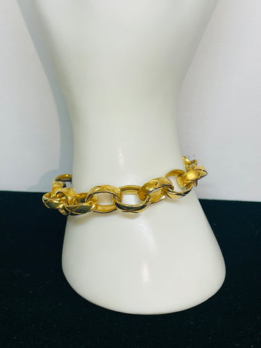 Etched Goldtone Oval Link Bracelet